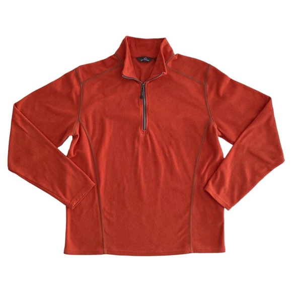 Eddie Bauer Other - Eddie Bauer Sz Medium Mens 1/4 Zip Fleece Pullover Sweatshirt Orange Long Sleeve